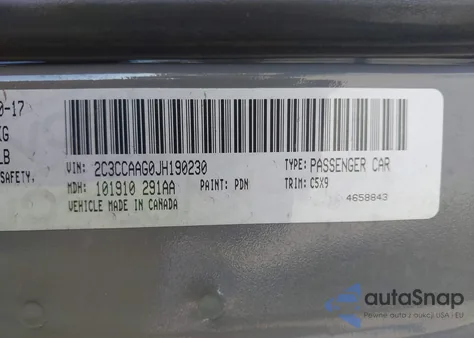 2018 Chrysler 300 Touring from USA, damaged, VIN 2C3CCAAG0JH190230